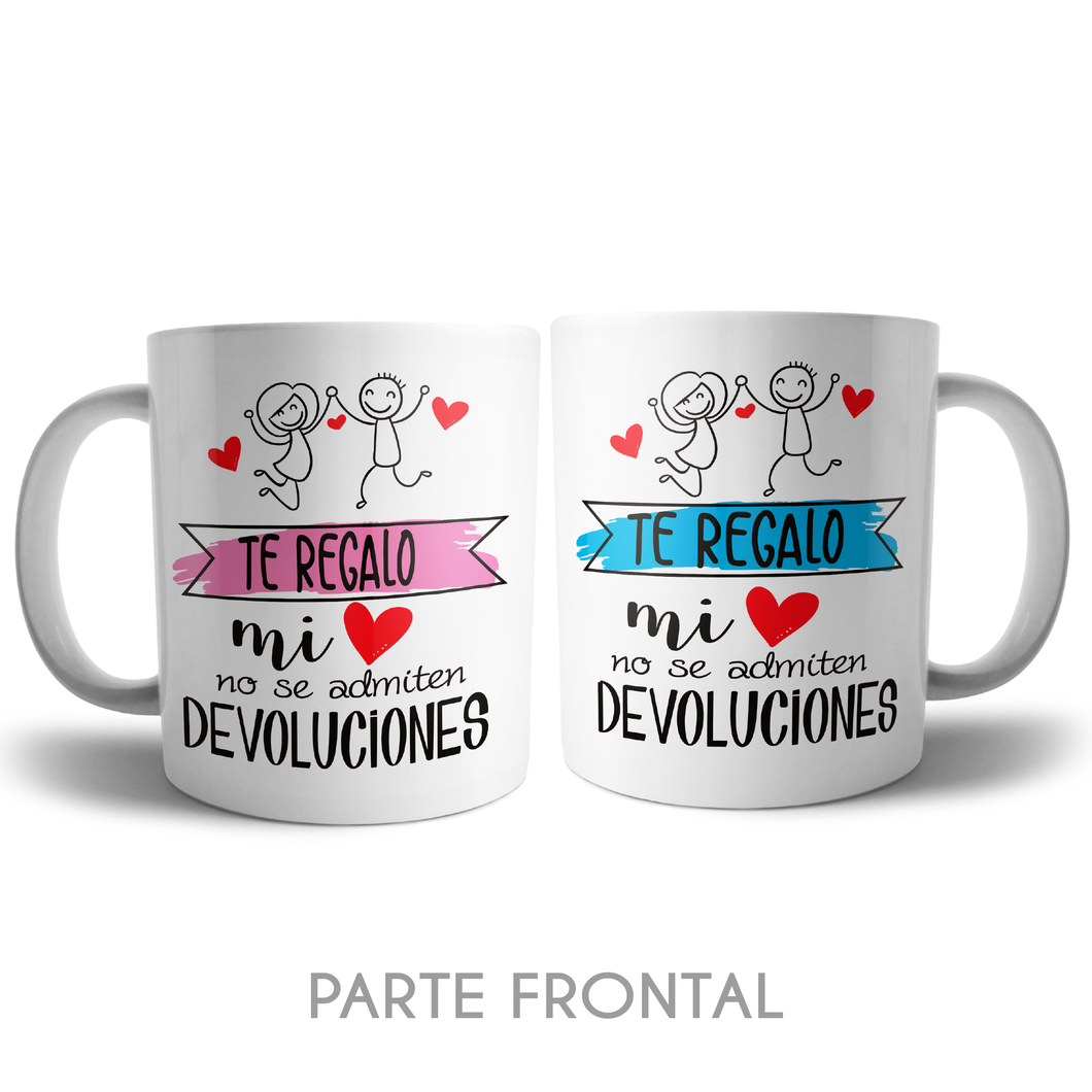 MUGS PAREJA TE REGALO MI CORAZÓN